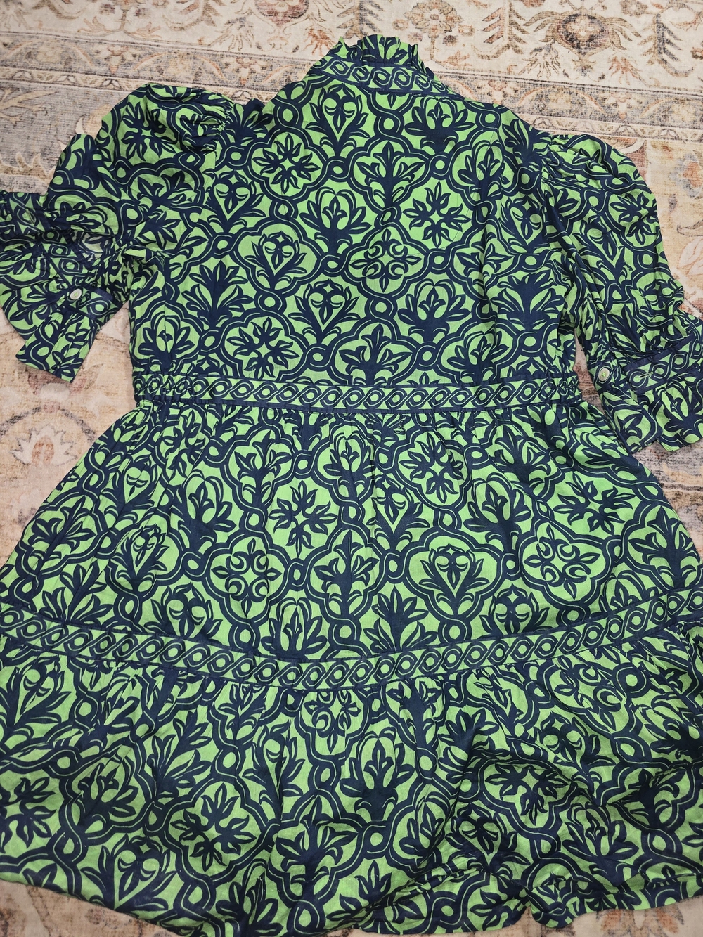 Gretchen Scott Designs Navy & Lime Patterned Tiered Midi Dress - Picture 4 of 4
